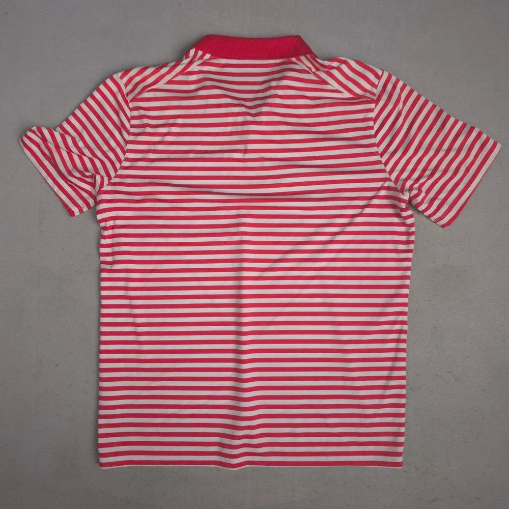Nike Golf Dri Fit Red White Striped Polo Shirt Mens Large Activewear‎